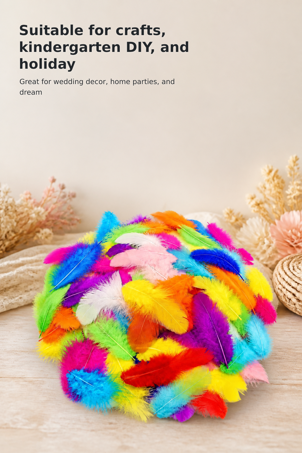 800-Piece Colorful Natural Rooster Feather Set